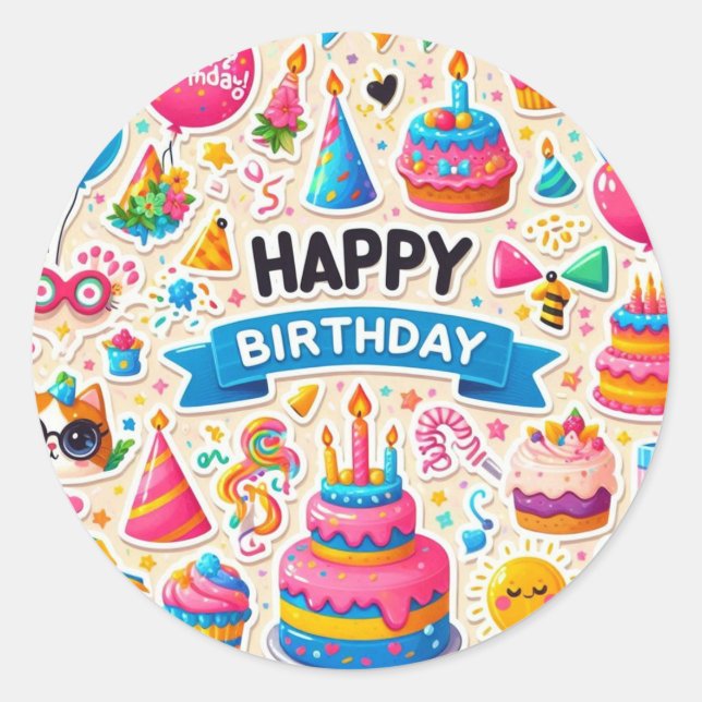 Festive Birthday Sticker Pack: Celebrate in Style" (Front)