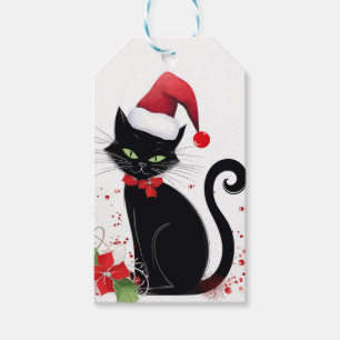 Festive Black Cat Gift Tags