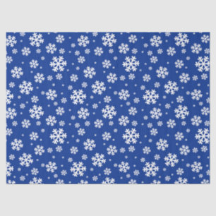 Festive Blue and White Winter Snowflakes Pattern Tissue Paper