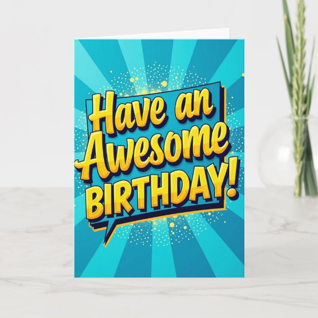 Festive Blue Banner Birthday Card (Front)
