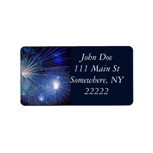 Festive Blue Fireworks Label (Front)