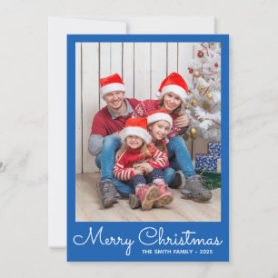 Festive Blue Photo Holiday Card