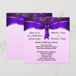 Festive Blue Ribbon Wedding 5.25" x 5.25" Invite
