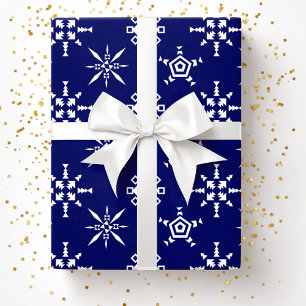 Festive Blue Snowflake Christmas Wrapping Paper