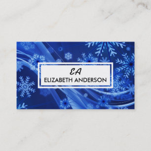 Festive Blue Snowflake Winter Business Cards