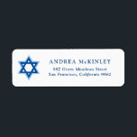 Festive Blue Star of David Hanukkah<br><div class="desc">A festive customizable Hanukkah holiday address label. It features watercolor illustration of a blue magen David,  star of David. Customize by adding names and addresses.</div>