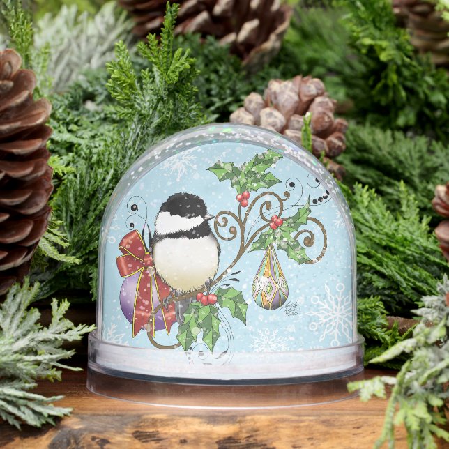 Festive Blue Vintage Christmas Chickadee (Hiver)