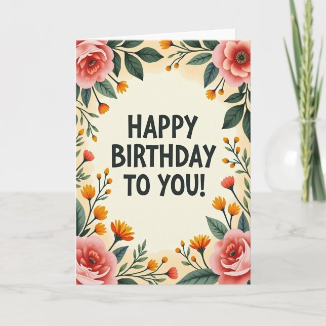 Festive Blush Birthday Card (Front)