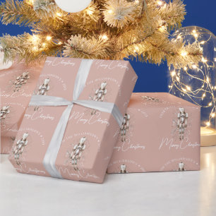Festive Blush Pink Gold Nutcracker Christmas Dark Wrapping Paper