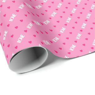 Festive Blush Pink Heart & Love Pattern Gift Wrapping Paper
