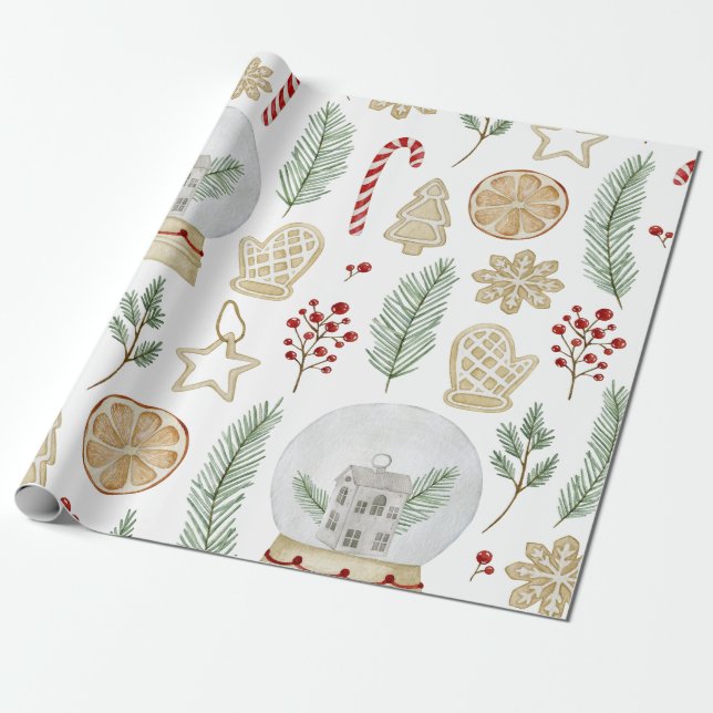 Festive Boho Christmas  Wrapping Paper (Unrolled)