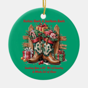 Festive Boots Ceramic Ornament