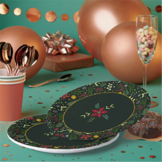 Festive Botanical Christmas Plate 