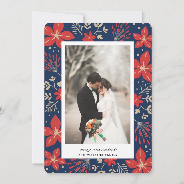 Festive Botanical Holiday Photo Card (Front)