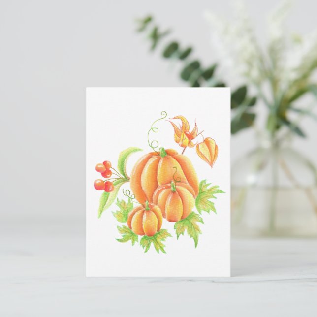 Festive bouquet with pumpkin postcard (Standing Front)
