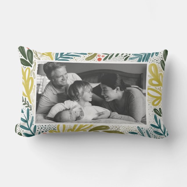 Festive Bramble Custom Photo Lumbar Pillow (Front)