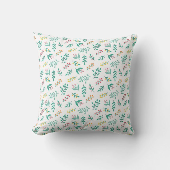 Festive Branches Pattern Throw Pillow (Front)