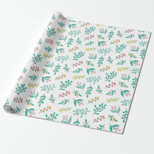 Festive Branches Pattern Wrapping Paper