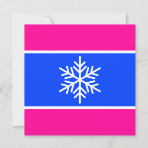 Festive Bright Blue White Stripes Snowflake  Holiday Card