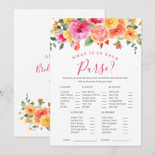 Festive Bright Flowers Citrus Bridal Shower Game Invitation
