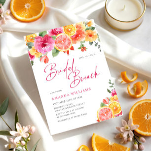 Festive Bright Flowers Floral Citrus Bridal Brunch Invitation