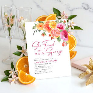 Festive Bright Flowers Floral Citrus Bridal Brunch Invitation