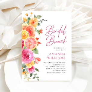 Festive Bright Flowers Floral Citrus Bridal Brunch Invitation