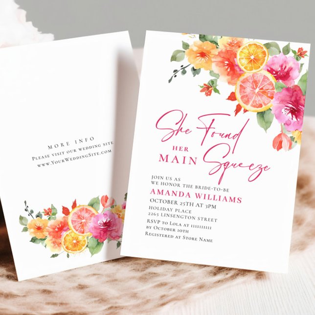 Festive Bright Flowers Floral Citrus Bridal Brunch Invitation (Creator Uploaded)