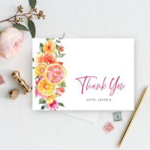 Festive Bright Flowers Floral Citrus Thank You