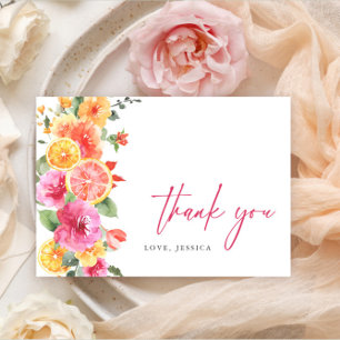 Festive Bright Flowers Floral Citrus Thank You Card