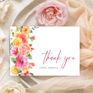 Festive Bright Flowers Floral Citrus Thank You Card