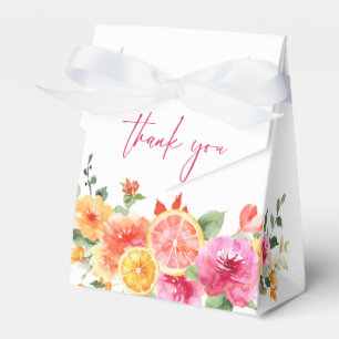 Festive Bright Flowers Slice Citrus Bridal Shower Favor Box