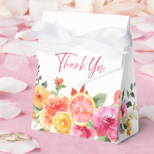 Festive Bright Flowers Slice Citrus Bridal Shower Favor Box