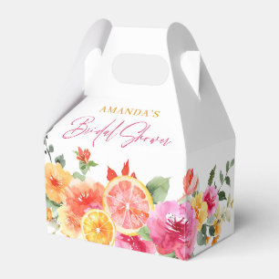 Festive Bright Flowers Slice Citrus Bridal Shower Favor Box