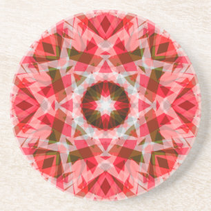 Festive Bright Red Merry Green Christmas Star Coaster