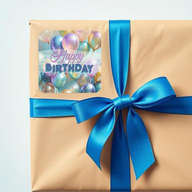  Festive Bright Vibrant Colourful Balloons Birthda Square Sticker (Creator Uploaded)