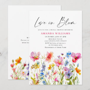 Festive Bright Watercolor Flowers Bridal Shower Invitation