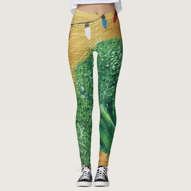 Festive Broccoli Leggings (Front)