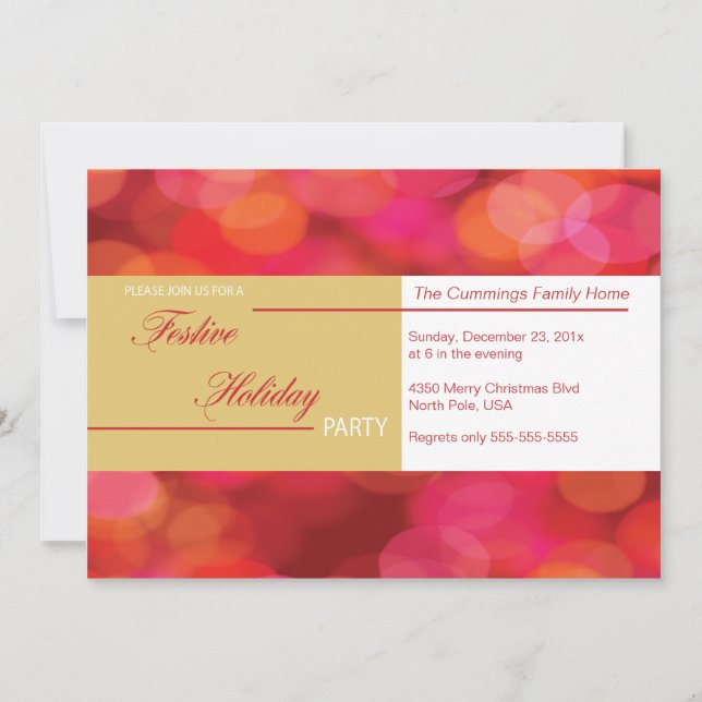 Festive Bubbles and Lights Holiday Invitation (Front)