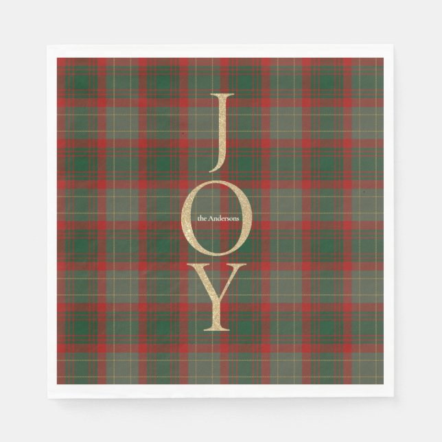 Festive Buffalo Plaid 3 Photos collage Christmas Napkin (Front)