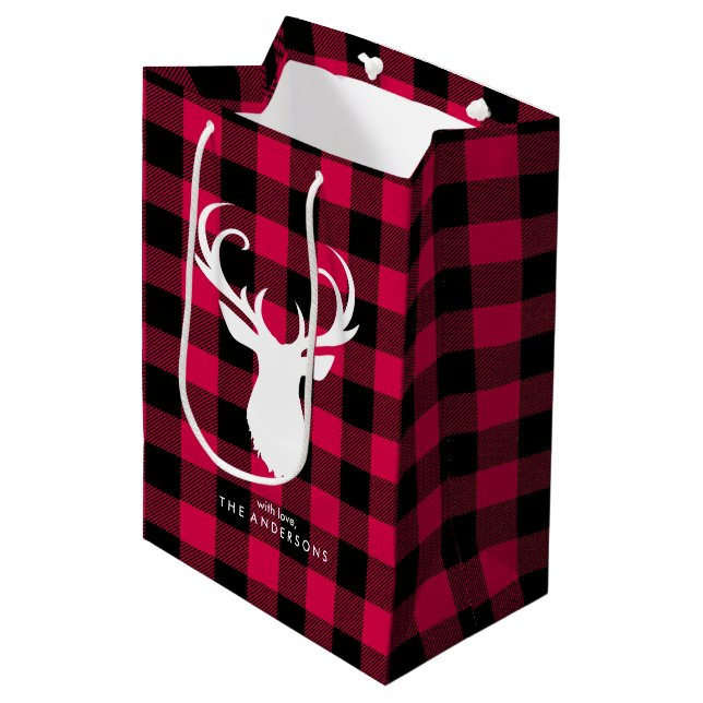 Festive Buffalo Plaid Pattern" Medium Gift Bag (Front Angled)