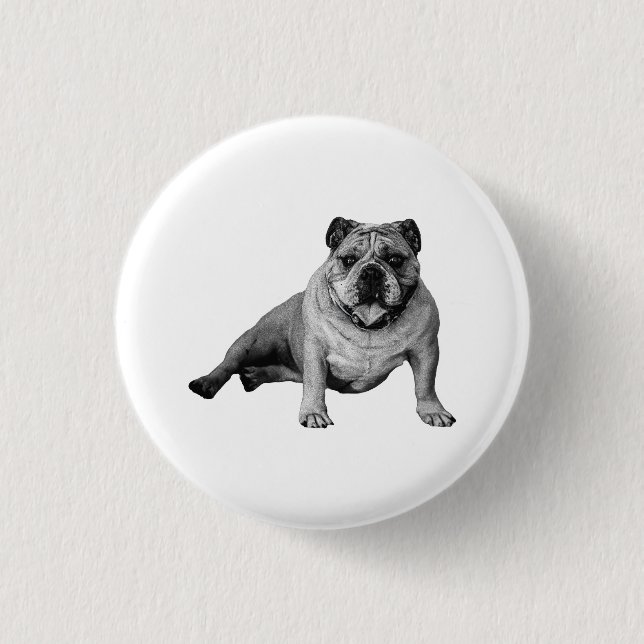 Festive Bulldog Button Pin (Front)