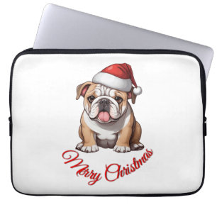 Festive Bulldog Merry Christmas Classic T-Shirt Laptop Sleeve