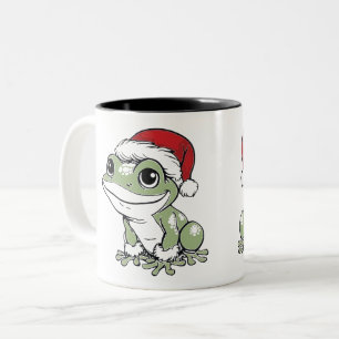 Festive Bullfrog Christmas Design Two-Tone Coffee Mug