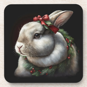 Festive Bunny Winter Holidays/Christmas Coasters