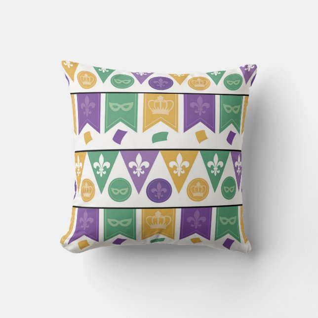 Festive Bunting and Symbols Pattern Throw Pillow (Front)