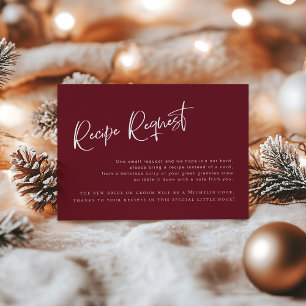 Festive Burgundy Bridal Shower Recipe Request Card