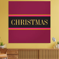 Festive  Burgundy Red Black CHRISTMAS Stripes Text