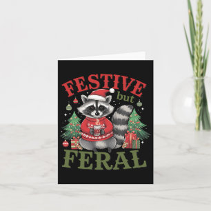 Festive But Feral Raccoon Animal Santa Christmas X Card