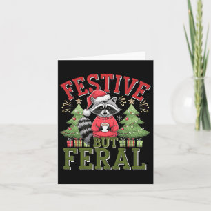 Festive But Feral Raccoon Christmas Santa Fun Anim Card